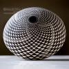 Product shot of Native American basket-weave painted pottery