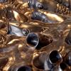 Product shot of Laurie Slenning's cast bronze koi sculpture using the lost wax process