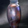 Raku glazed urn studio product shot for ceramicist Joni Pevarnik
