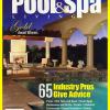 Pool and spas magazine cover with night-time photo of a designer pool
