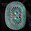 Product shot of Zuni silver and turquoise pin